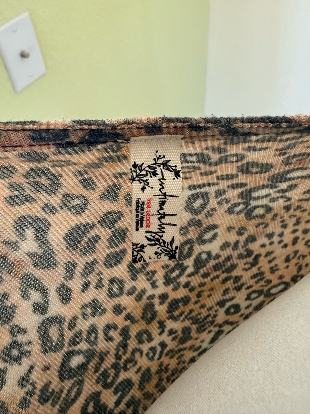 Free People Leopard-Print Long Sleeve Top with Black Lace Center - Picture 5 of 7